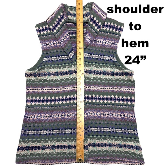 vest CHAPS southwestern cotton shawl collar button up classic vintage western - Picture 10 of 11